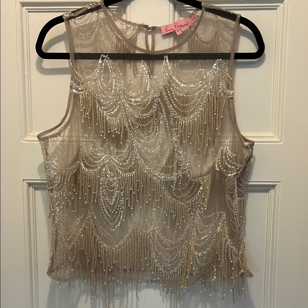 Eva Franco Gold Embellished Sleeveless Blouse